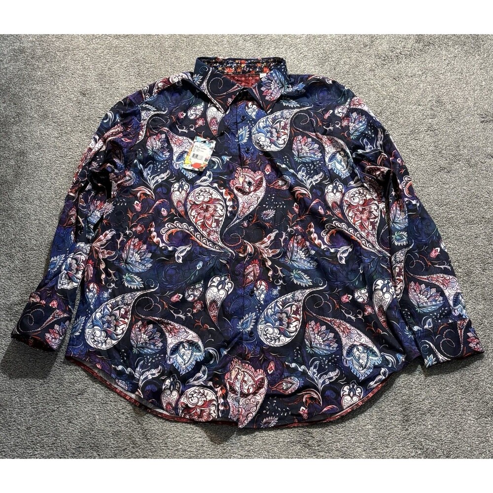 Robert Graham Dress Shirt Mens 2XL Colorful Paisley Long Sleeve‎ NWT